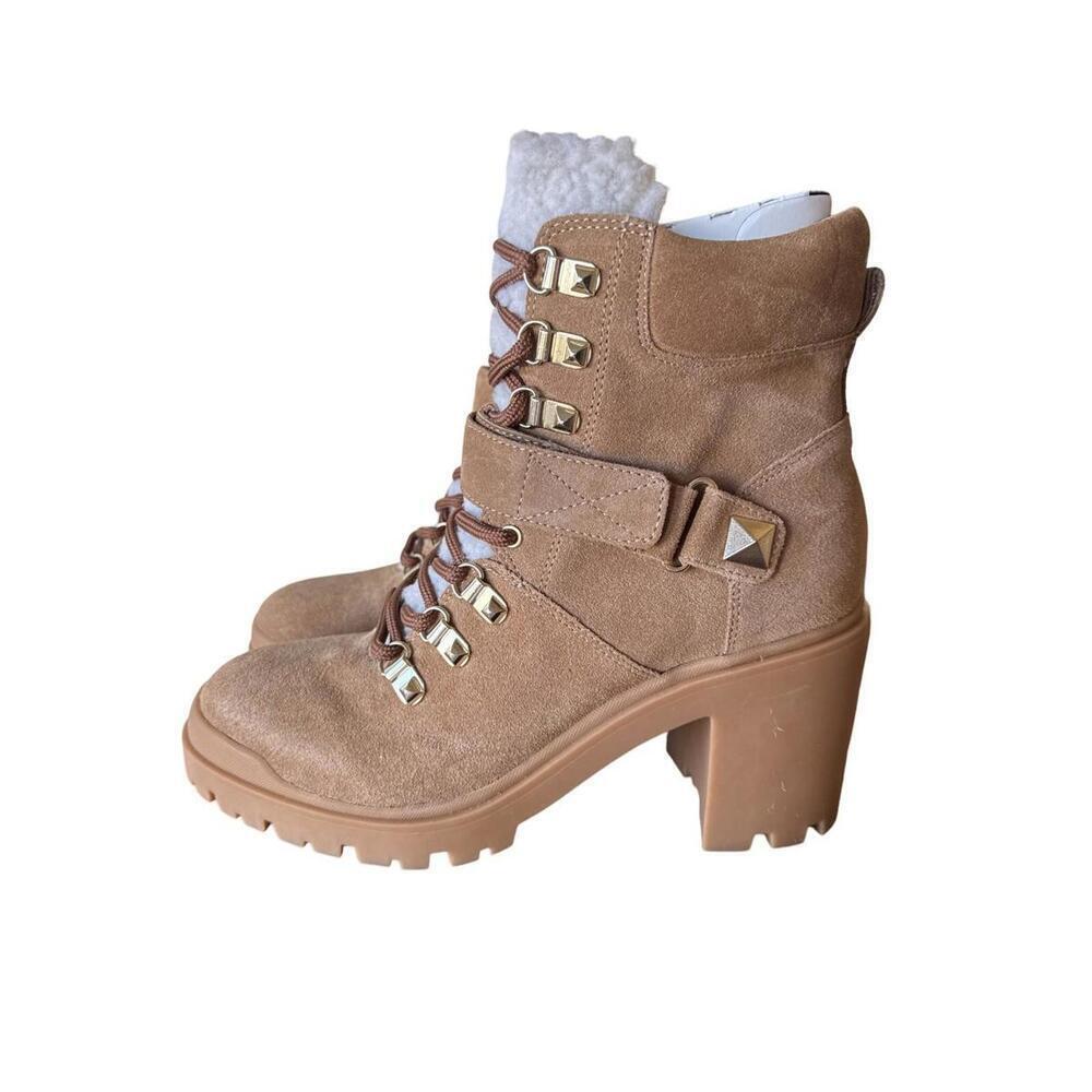 Marc Fisher Women's Brown Hiker Lace-Up Leather Ankle Boots Size 8.5 - Picture 1 of 5